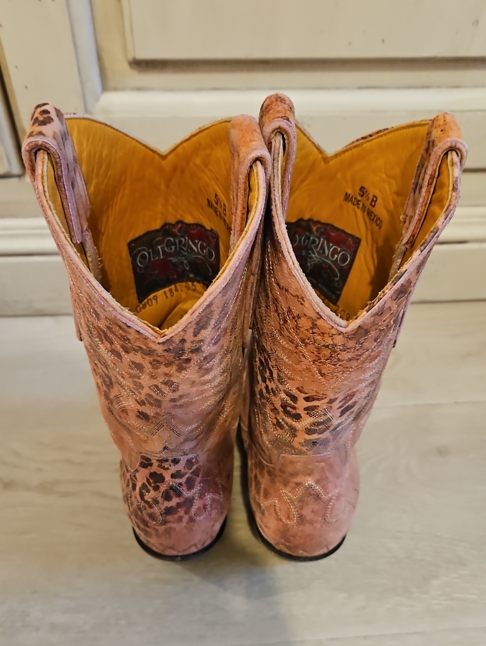 Rare Old Gringo Nevada Pink Leopardito Distressed Leather Cowgirl Boots Size 5.5 - Picture 13 of 16